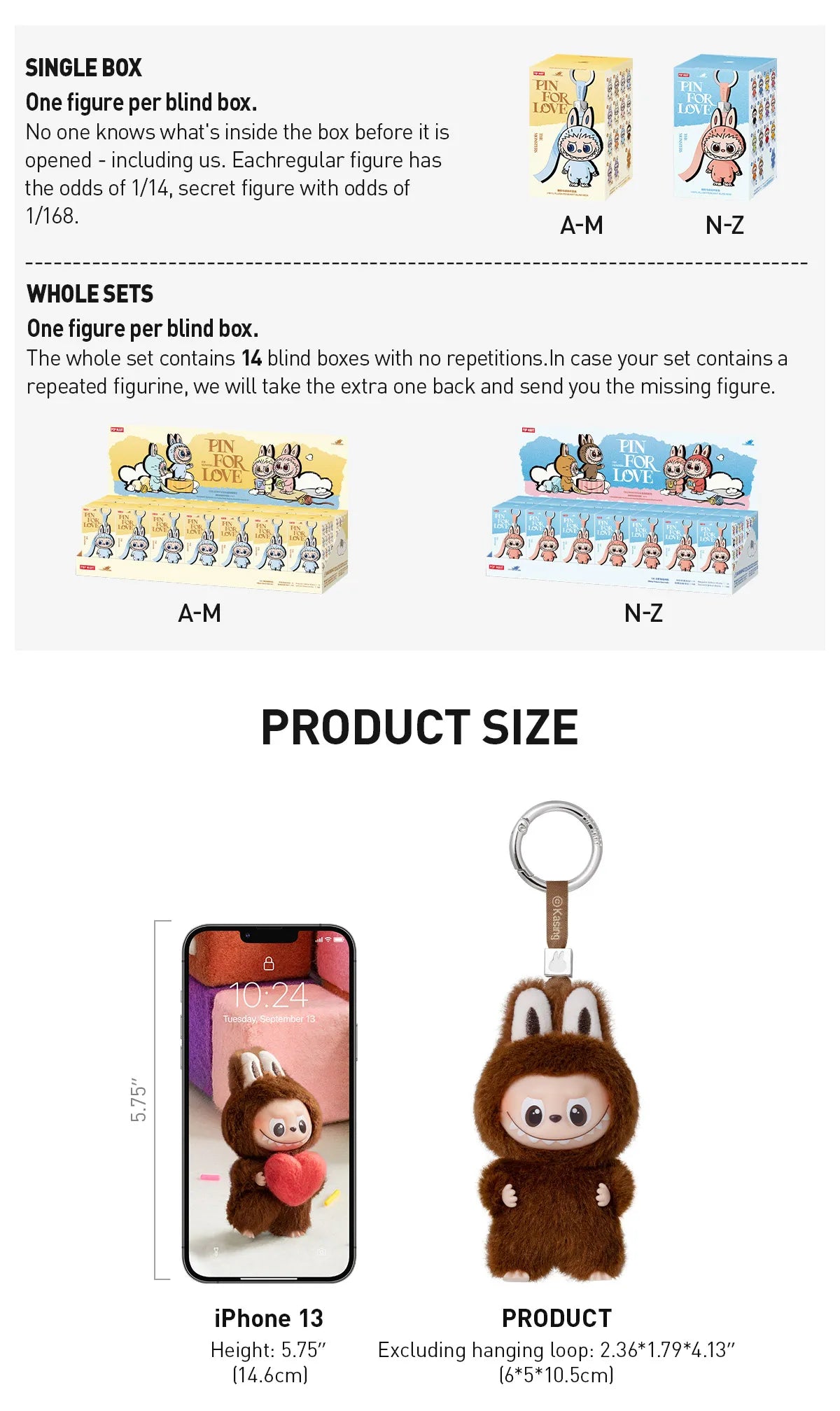 THE MONSTERS Pin for Love Series-Vinyl Plush Pendant Blind Box (A-M)-preorder